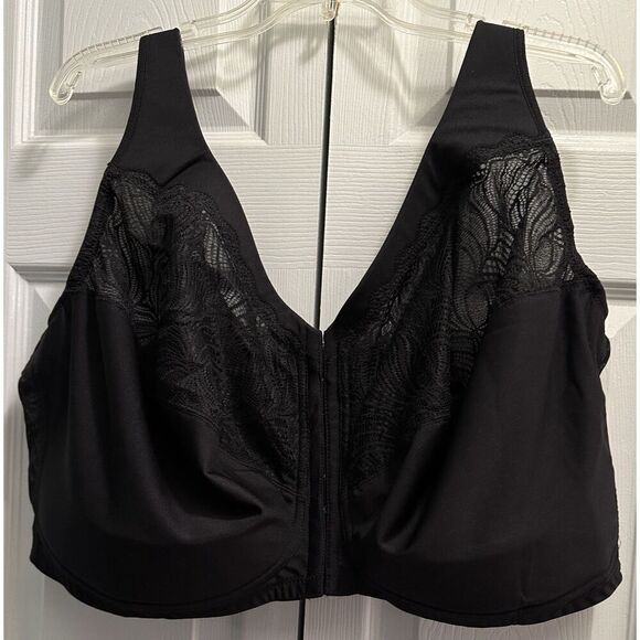 Glamorise Black Front Close Wireless Bra Size 56G NWOT - Picture 1 of 3